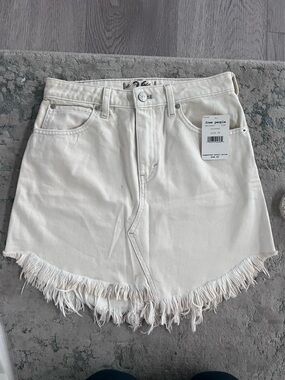 NWT | Free People Coconut Ivory Denim Mini Skirt, Size 26